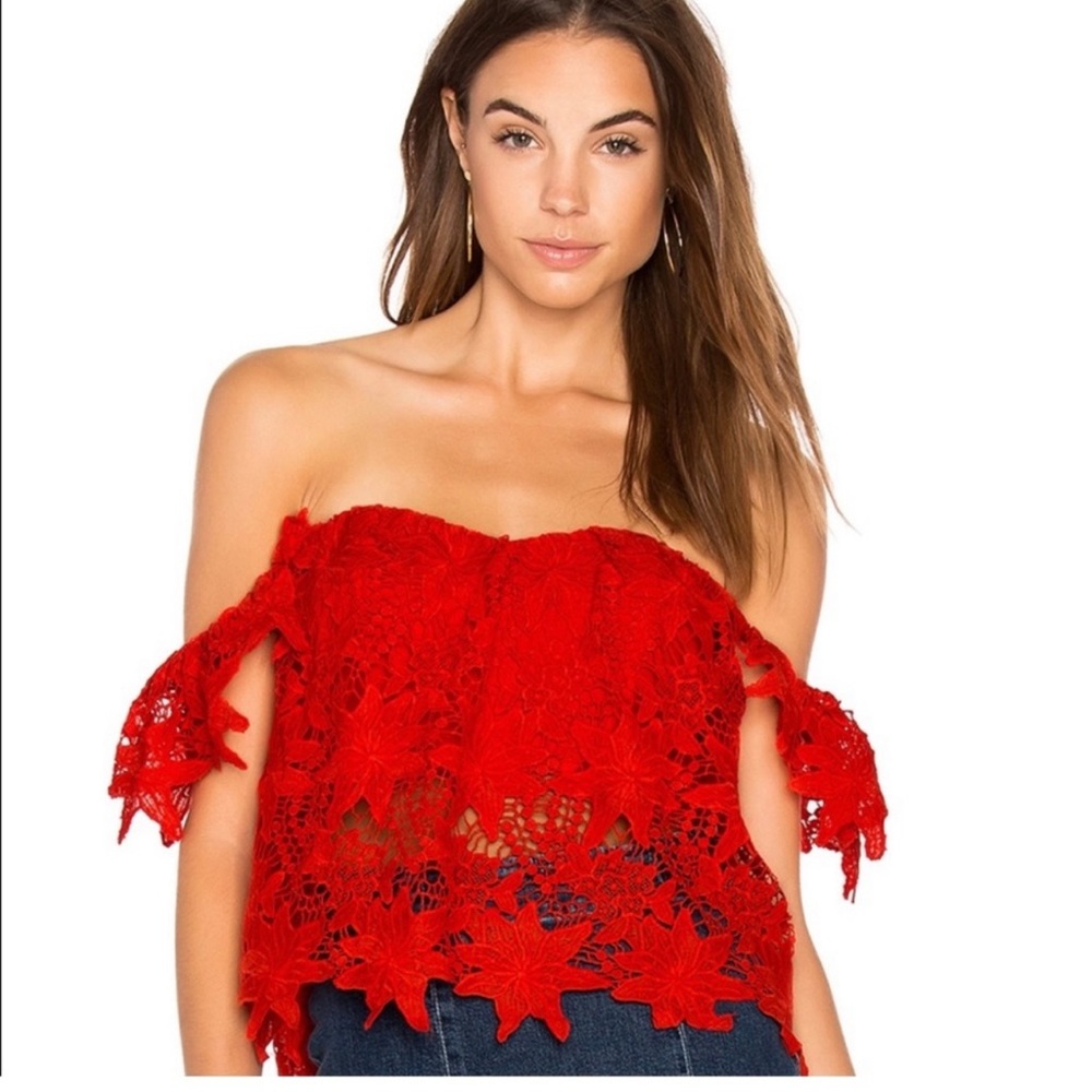 ASTR the Label Adela Off the Shoulder Lace Top